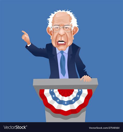 Caricature bernie sanders speaking and gesturing Vector Image