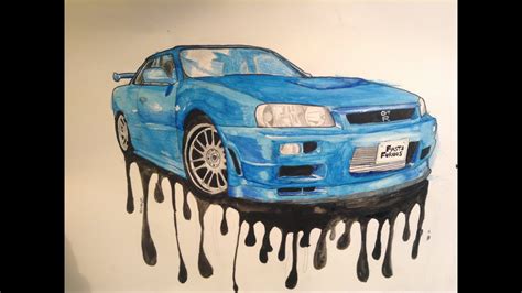 Drawing Paul Walker's Skyline GT-R - YouTube