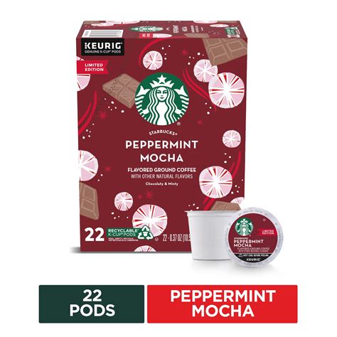 Starbucks Flavored K-Cup Coffee Pods — Peppermint Mocha for Keurig Brewers — 1 box (22 pods ...