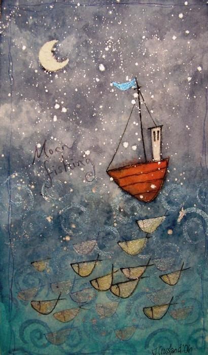 'Moon Fishing' limited edition print - click to view | Whimsical art, Moon art, Art prints