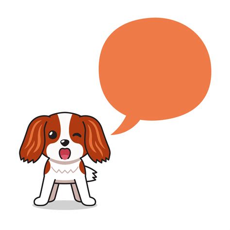 Cartoon character cavalier king charles spaniel dog with speech bubble ...