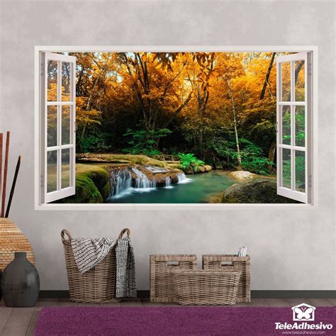 Vinyl 3D panoramic window Spring in the forest | MuralDecal.com