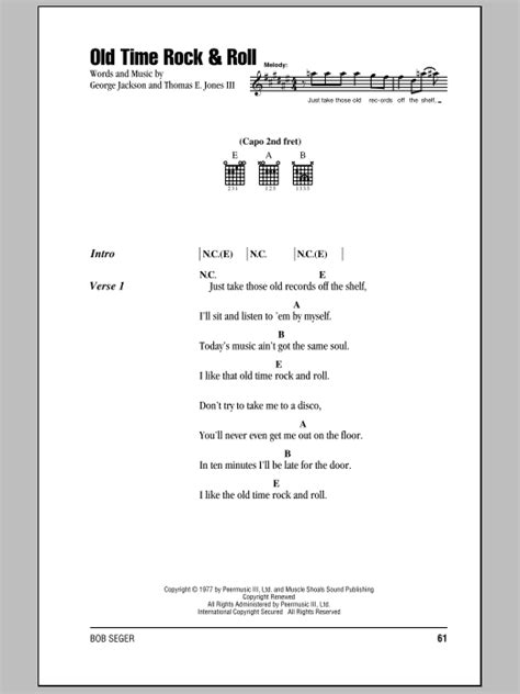 Old Time Rock & Roll by Bob Seger - Guitar Chords/Lyrics - Guitar ...