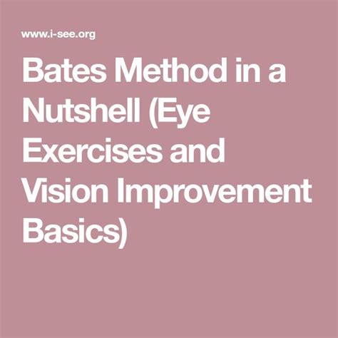 Bates Method in a Nutshell (Eye Exercises and Vision Improvement Basics) in 2023 | Eye exercises ...