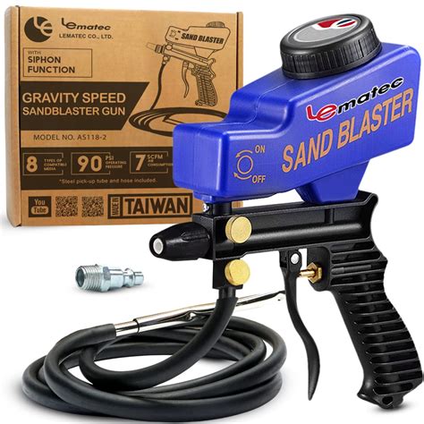 LE Lematec Sand Blaster Gun Kit for Air Compressor with Continuous Blasting; Pneumatic Tool Rust ...