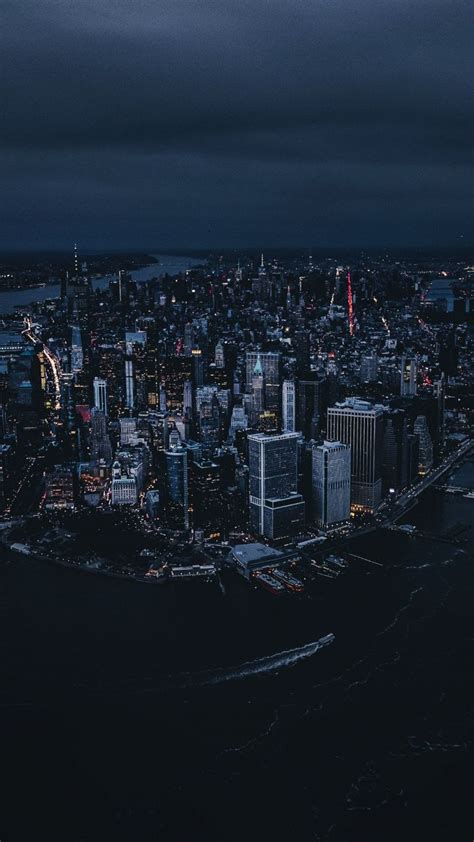 New york, city, aerial view, night, buildings, 720x1280 wallpaper | New ...