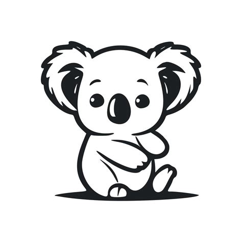 Black and white Lightweight logo with Adorable and cute koala. 19978205 ...