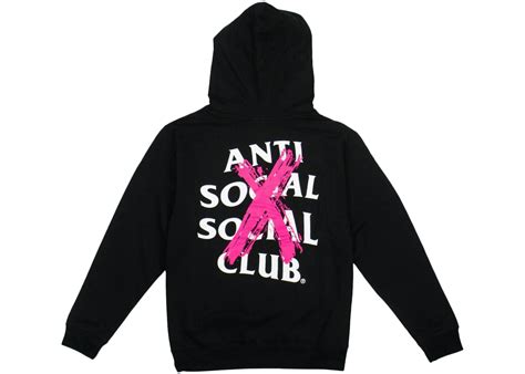 Anti Social Social Club Cancelled Hoodie Black (Pink X) Men's - US