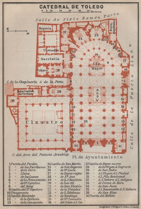 CATHEDRAL OF / CATEDRAL DE TOLEDO floor plan. Spain España mapa 1913 old