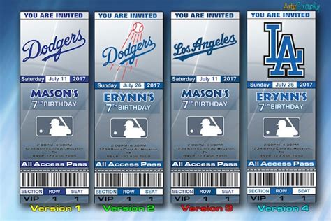 LA Dodgers Invitation Los angeles Dodgers Birthday Invite | Etsy