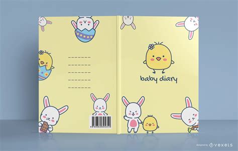 Cute Chicken Baby Diary Book Cover Design Vector Download