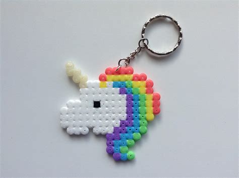 Rainbow Unicorn- Hama Bead Keyring by Dogtorwho on DeviantArt