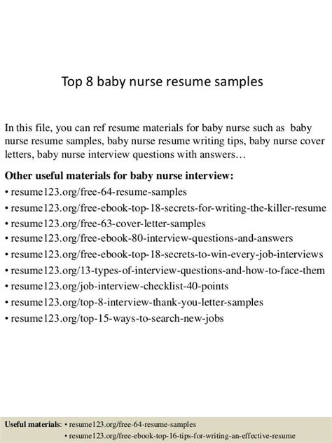 Top 8 baby nurse resume samples