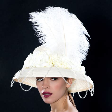 Elegant ostrich feather ladies dress hats/ Shenor Collections - Shenor ...