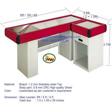 Stainless Steel L Shape Supermarket Cash Counter for Malls, Supermarket ...