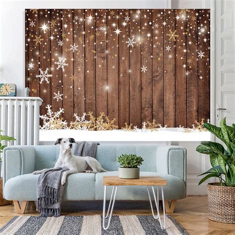 Lofaris Simple Snowflake Wood Christmas Bokeh Backdrop for Party