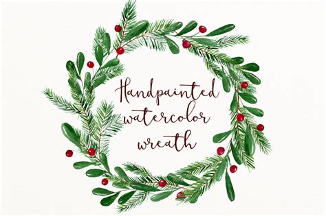 Christmas watercolor wreath clipart By MyLittleMeow | TheHungryJPEG