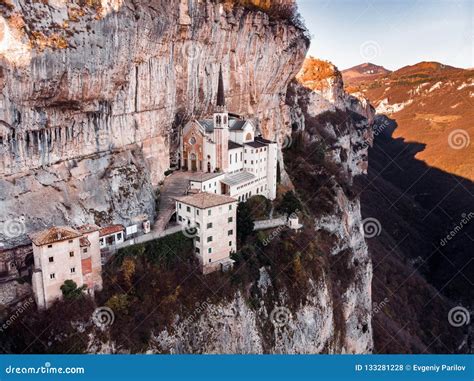 View of Madonna Della Corona Sanctuary, Italy Stock Photo - Image of ...