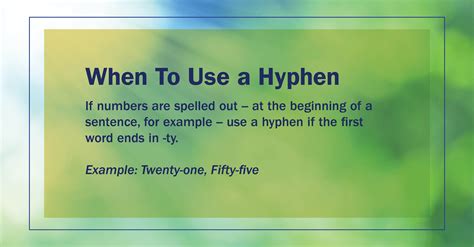 Get It Write: When To Use a Hyphen If numbers are spelled out, use a hyphen if the first word ...