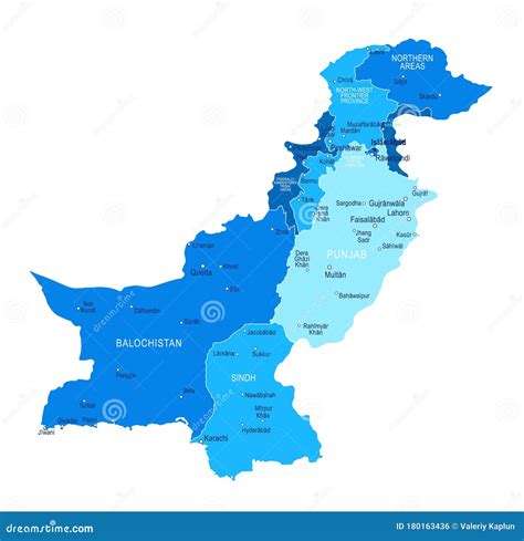 Pakistan Map. Cities, Regions. Vector Stock Illustration - Illustration ...