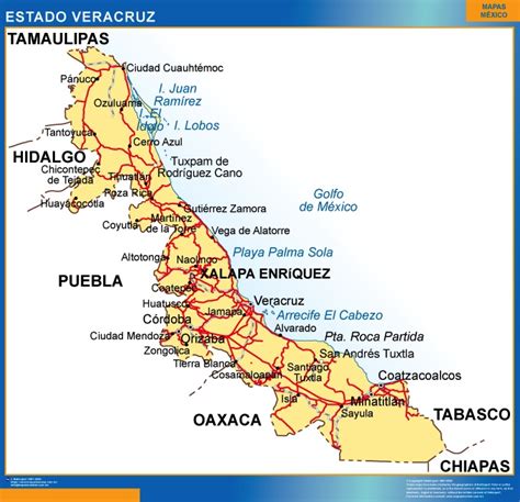 Mapa Estado Veracruz | Mapas para México, USA y Canada de pared murales