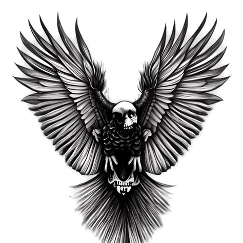 Eagle and Skull Tattoo Graphic · Creative Fabrica