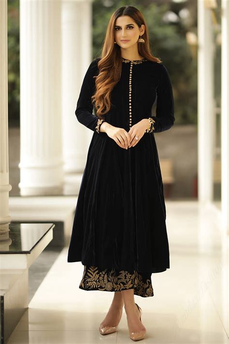 Embroidered Velvet Anarkali Suit In Black Colour | ubicaciondepersonas ...