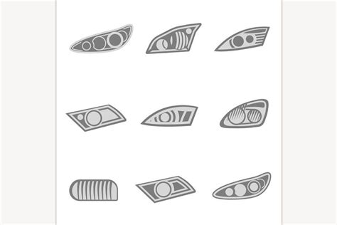 Custom-Designed Car Headlights Icons