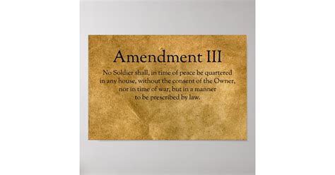 The Third Amendment to the U.S. Constitution Poster | Zazzle