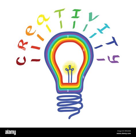 Creativity concept. Light bulb logo with lettering. Concept or creative thinking and unique ...