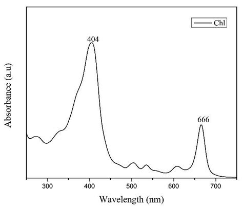 Absorption spectrum Uv-vis of Chlorophyll (Chl) solution. | Download ...