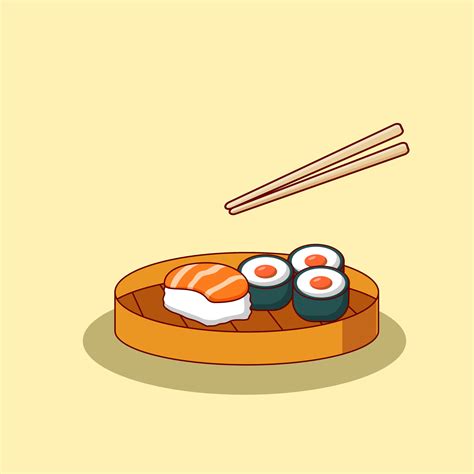 Cute sushi cartoon. Vector illustration. Japanese food cartoon 8873652 Vector Art at Vecteezy