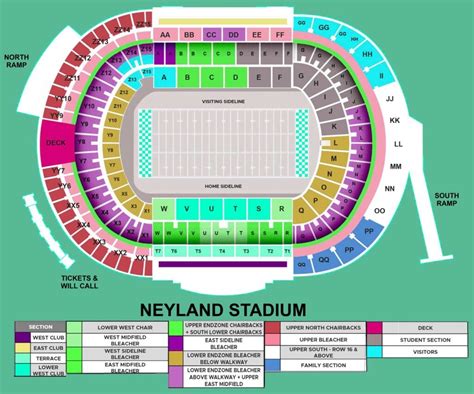 Neyland Stadium Seating Chart with Rows and Seat Numbers 2024