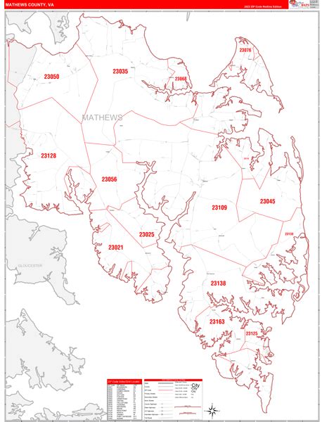 Mathews County Wall Map Premium Style