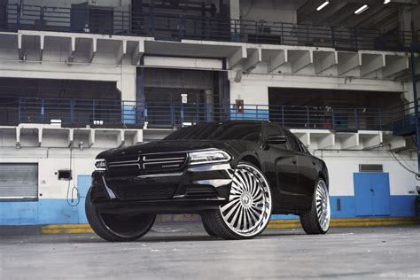 Mean Black Dodge Charger on Huge Aftermarket Wheels — CARiD.com Gallery