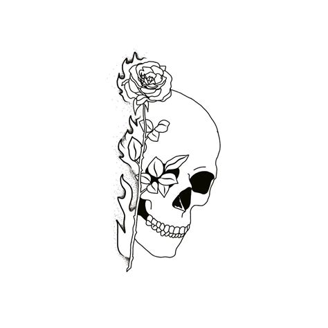 Amazing tattoo flash design by @bobs_tattoos skull and rose | Simple skull tattoo, Tattoo ...