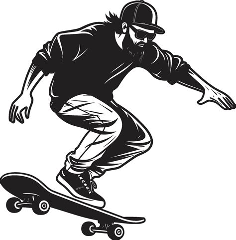 Skateboard Synchrony Black Logo Design Capturing the Harmony of Riding City Slider Vector Symbol ...