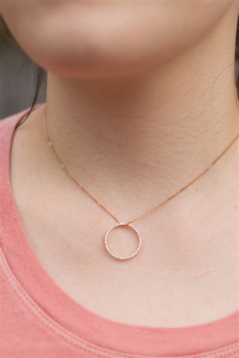 Diamond pendant necklace. Rose gold necklace. Simple Diamond necklace. Dainty Diamond pendant ...