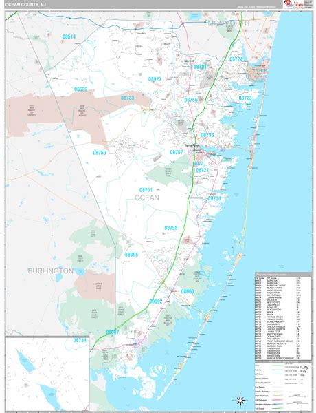 Ocean County, NJ Wall Map Premium Style by MarketMAPS - MapSales