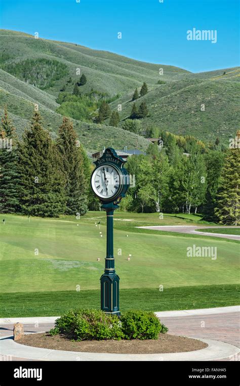 Idaho, Sun Valley Golf Course, summer, Sun Valley Club, clock Stock Photo - Alamy