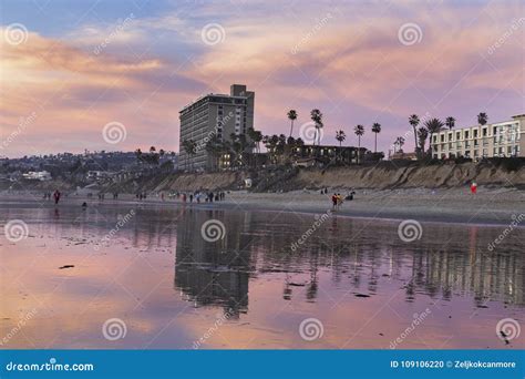 Pacific Beach Low Tide Sunset San Diego California Coast Editorial Image - Image of california ...