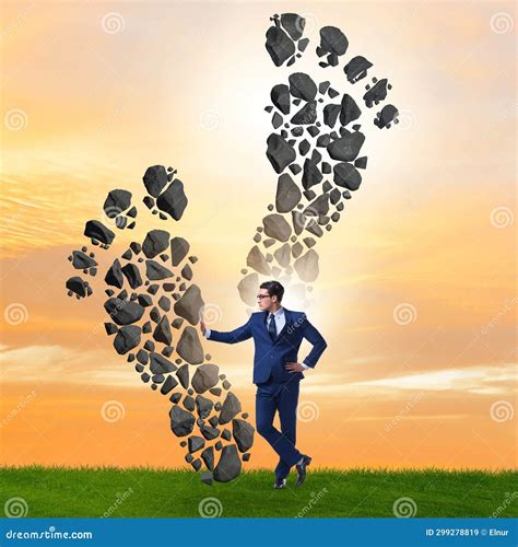 Carbon Footprint Concept with Businessman Stock Image - Image of leaf ...