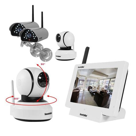 SecurityMan iSecurity 4-CH Digital Wireless 2 Outdoor/Indoor Cameras and 2 Indoor Pan/Tilt ...