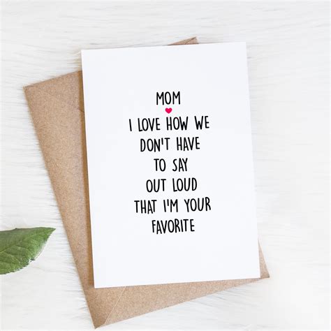 I Love You Mom Mother's Day Card Card From Son Daughter Funny Birthday ...