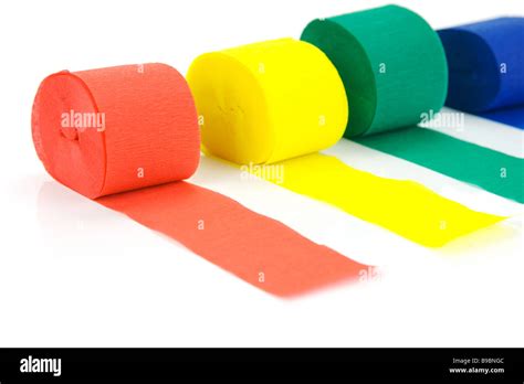 Colored streamers isolated against a white background Stock Photo - Alamy