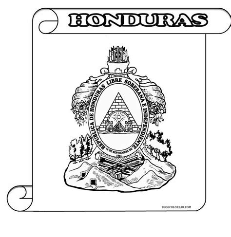 Escudo de Honduras para colorear, plantillas y modelos para pintar