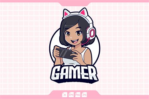 Gamer Girl Mascot Logo Set Graphic by tkztype · Creative Fabrica