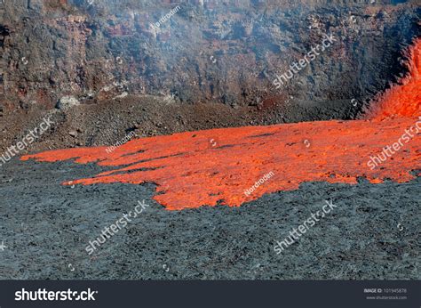 The Molten Slag Flows Through The Frozen Crust Of Slag Stock Photo 101945878 : Shutterstock