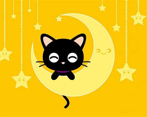 Chococat, lindas, amarillas, luna, dibujos animados, gatos, kawaii, Fondo de pantalla HD | Peakpx