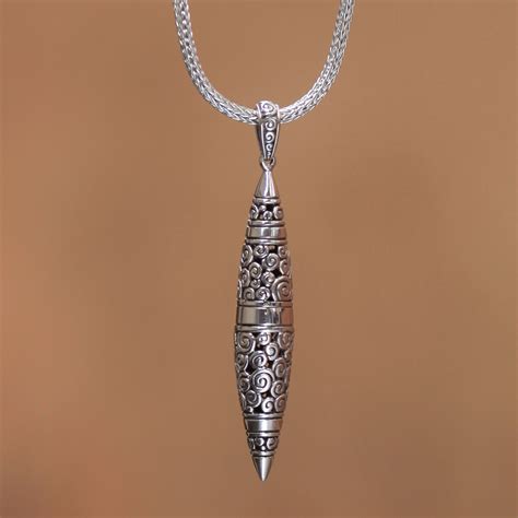 Indonesian Sterling Silver Pendant Necklace - Borobudur Ray of Light ...